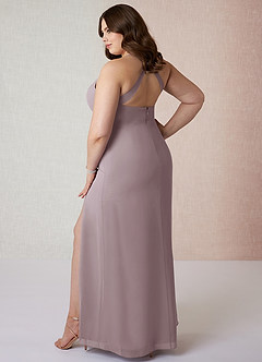 Azazie Manila Final Sale Dusk Sheath V-Neck Chiffon Dress image10