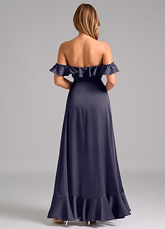 Azazie Lyra Bridesmaid Dresses Stormy A-Line Off the Shoulder Stretch Satin Convertible Dress image6