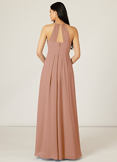 Azazie Sarah Bridesmaid Dresses Champagne Rose Empire Pleated Chiffon Dress image2