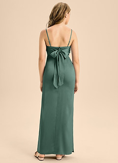 Azazie Mai Junior Eucalyptus A-Line Sweetheart Neckline Stretch Satin Dress image2