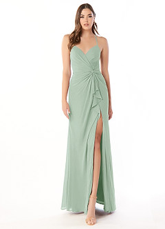 Azazie Aribella Bridesmaid Dresses Agave Sheath Ruched Chiffon Dress image1