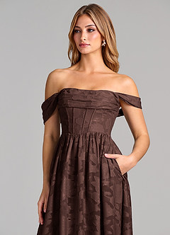 Azazie Hattie Abiti da Damigella Abito A-Line in Burnout Floreale Corsetto Ganache image6