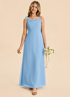 Azazie Gumdrop Junior Powder Blue Empire Pleated Chiffon Dress image3