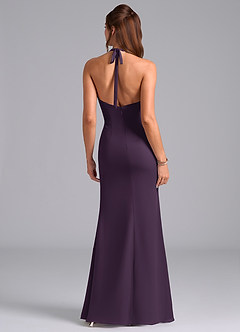 Azazie Valerie Vestidos de damas de honor Vestido de Ciruela de Gasa de Corte Sirena con Plisado image6