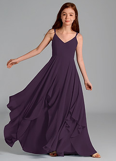 Azazie Karan Junior Plum A-Line Chiffon Dress image1