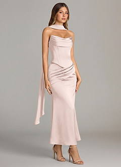 Azazie Sorrel Suknie dla druhen Syrena Gorset Satyna elastyczna Długość kostki Sukienka image3