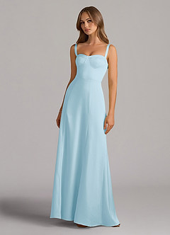 Azazie Amaris Bridesmaid Dresses Sky Blue A-Line Corset Stretch Satin Dress image2