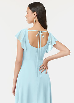 Azazie Bondi Brautjungfernkleider A-Linie Gekräuselt Chiffon Kleid Wolke Blau image3