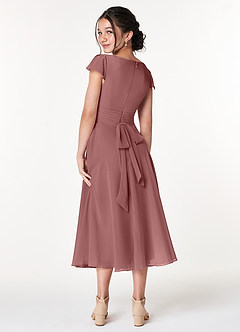 Azazie Payton Junior Desert Rose A-Line Bow Chiffon Dress image2