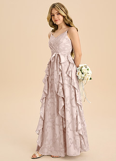 Azazie Peyton Junior Klä av A-Line i Blommig Utbrändhet Plisserad image5