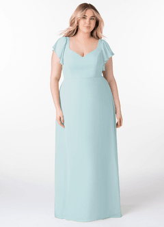 Azazie Syenna Bridesmaid Dresses Mist A-Line Ruched Chiffon Dress image6