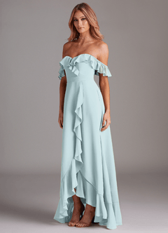 Azazie Lyra Robes de demoiselle d'honneur Robe Trapèze Convertible en Mousseline de soie Brume image5