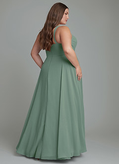 Azazie Shaude Bridesmaid Dresses Eucalyptus A-Line Pleated Chiffon Dress image7