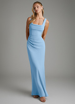 Azazie Asa Bridesmaid Dresses Powder Blue Sheath Corset Chiffon Dress image6