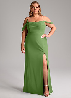 Azazie Saige Bridesmaid Dresses Basil A-Line Off the Shoulder Chiffon Convertible Dress image13