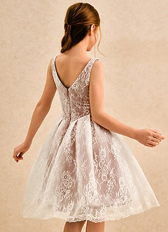 Azazie Cubbie Girls Formal Blumenmädchenkleider A-Linie Spitze Kleid Bronzer image2