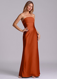 Azazie Ailanie Brudtärnklänningar Klä av Tubklänning i Stretch Satin Axelbandslös Paprika image5