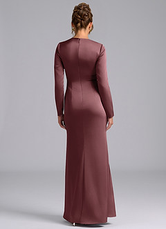 Azazie Valerie Bridesmaid Dresses Vintage Mauve Mermaid Long Sleeve Stretch Satin Dress image2