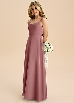 Azazie Shale Junior Desert Rose A-Line Bow Chiffon Dress image6