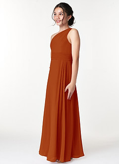 Azazie Cleo Junior Paprika A-Line Pleated Chiffon Dress image5