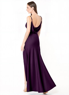 Azazie Alaija Robes de demoiselle d'honneur Robe Sirène en Satin extensible Fente Latérale Grain De Raisin image1