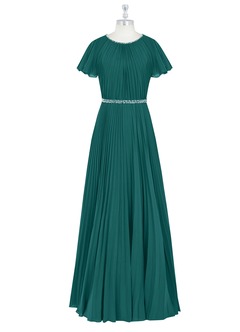 Azazie Kara Modest Bridesmaid Dresses A-Line Pleated Chiffon Floor-Length Dress image7