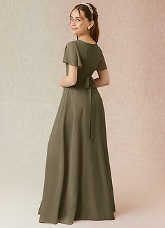 Azazie Induh Junior Willow Green A-Line Ruched Chiffon Dress image2