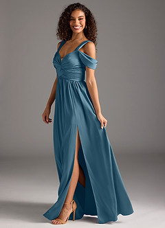 Azazie Lianne Jurken voor bruidsmeisjes Jurk van Stretch Satijn met A-Lijn Off the Shoulder Bermuda image7