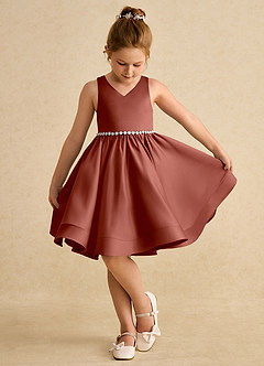 Azazie Julietta Flower Girl Dresses Auburn Ball-Gown Convertible Tulle Dress image4