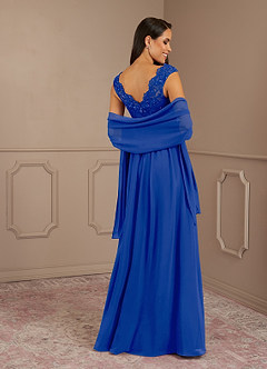Azazie Amethyst Mother of the Bride Dresses Royal Blue A-Line V-Neck Sequins Chiffon Dress image2