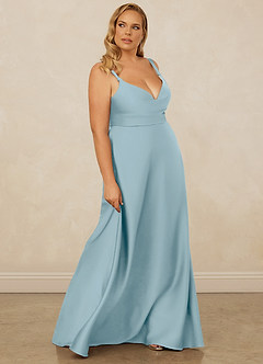 Christian Siriano Bridal for Azazie 1001 Robes de demoiselle d'honneur Robe Trapèze en Satin extensible Encolure en Forme de Cœur Bleu Maussade image14