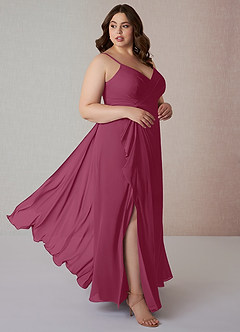Azazie Emerald Bridesmaid Dresses Mulberry A-Line Ruffled Chiffon Dress image9