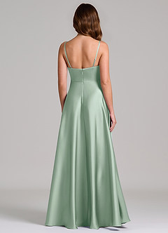 Azazie Amani Robes de demoiselle d'honneur Robe Trapèze en Satin extensible Plissée Agave image5