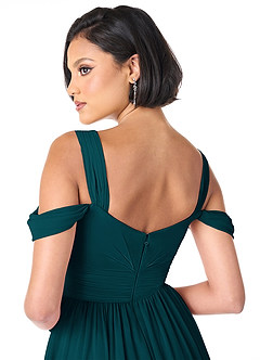 Azazie Lianne Bridesmaid Dresses Pine A-Line Off the Shoulder Chiffon Dress image6