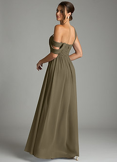 Azazie Kassandra Bridesmaid Dresses Willow Green A-Line Off the Shoulder Chiffon Dress image6
