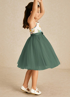 Azazie Jollie Jurken voor bloemenmeisjes A-Lijn Jurk van Tule Spaghetti Bandje Eucalyptus image4