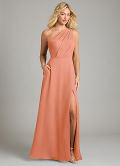 Azazie Phaedra Bridesmaid Dresses Sunset A-Line One Shoulder Chiffon Dress image1