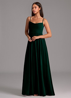 Azazie Elle Bridesmaid Dresses Emerald A-Line with Pockets Velvet Dress image5