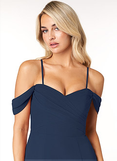 Azazie Joretta Final Sale Dark Navy A-Line Off the Shoulder Chiffon Convertible Dress image6