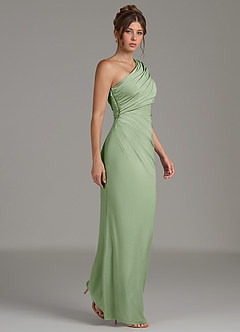 Azazie Essence Bridesmaid Dresses Dusty Sage Sheath One Shoulder Premium Stretch Jersey Dress image6