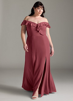 Azazie Sophie Vestidos de damas de honor Vestido de Merlot de Gasa de Corte en A Convertible con Vestidos sin tirantes image6
