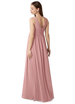 Azazie Yetta Brautjungfernkleider für Schwangere A-Linie V-Hals Versammelt Chiffon Bodenlänge Kleid image5