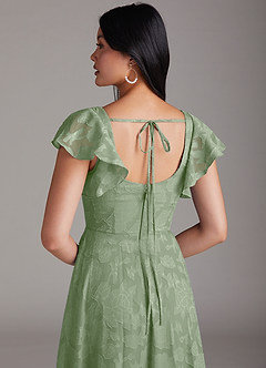 Azazie Bondi Bridesmaid Dresses Dusty Sage A-Line Ruched Floral Burnout Dress image2