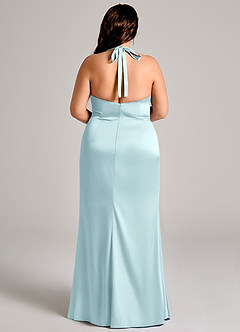 Azazie Valerie Bridesmaid Dresses Cloud Blue Mermaid Pleated Stretch Satin Dress image12