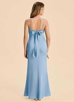 Azazie Mia Junior Powder Blue Mermaid Pleated Stretch Satin Dress image2