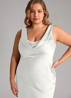 Azazie Rylina Brudtärnklänningar Klä av Sjöjungfru i Stretch Satin Vit image12