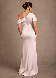 Azazie Rutha Mother of the Bride Dresses Blushing Pink Sheath One Shoulder Stretch Satin Dress image2