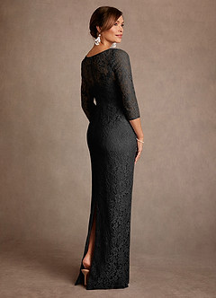 Azazie Van Buren Mother of the Bride Dresses Black Sheath Lace Dress image5