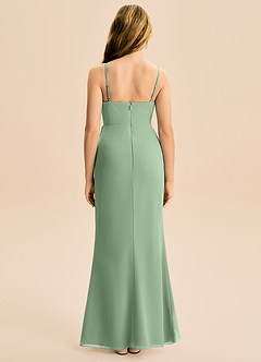 Azazie Buzzy Junior Matcha Sheath Pleated Chiffon Dress image5