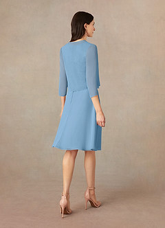 Azazie Klaus Mother of the Bride Dresses Steel Blue A-Line Scoop Sequins Chiffon Dress image2